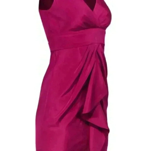 NWOT Diane Von Furstenberg | Fuchsia Draped Silk Sheath Dress | Sz 0 - Picture 7 of 8
